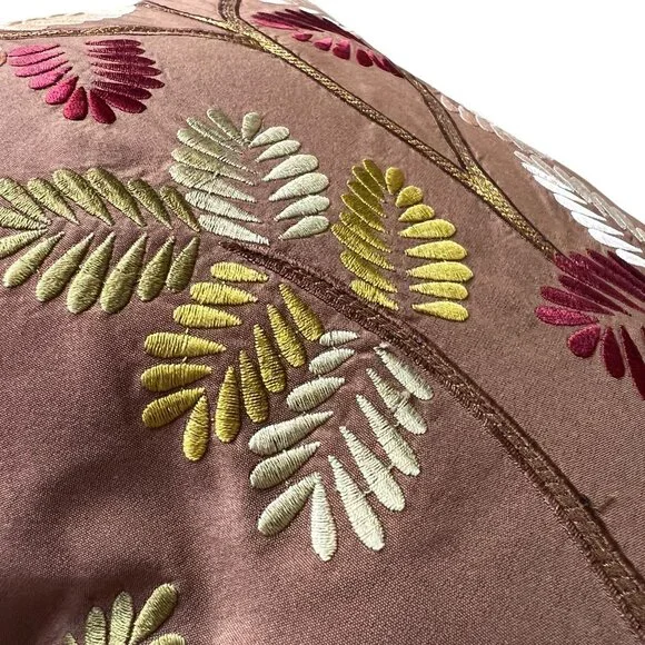 Pier 1 Pillows Embroidered Leaf Lumbar Set of 3 Couch Rectangular Brown Zipper - Picture 7 of 11